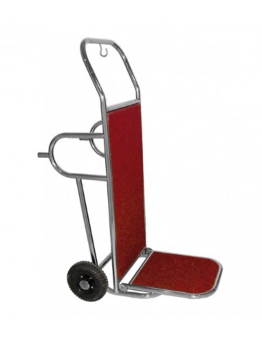 Luggage trolley - Stainless steel - Wooden floor covered - 2 foot support - cm 56 x 83 x 123 h