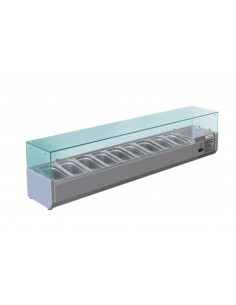 Ingredient display case with 9 x GN 1/4 flat glass