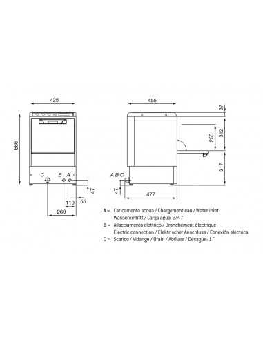 Lavabicchieri - Con pompa di scarico - Cesto...