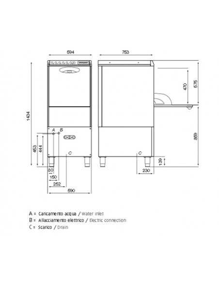 Lavavajillas - Cesta cm 50 x 60 - Altura útil cm 47 - Air Break System - cm 69.5 x 76 x 146 h