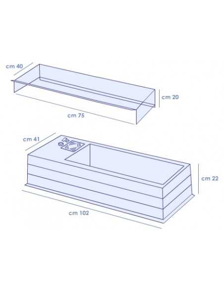 Vitrina para ingredientes - cm 102 x 41 x 22 h