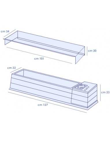 Ingredient display case - Cm 127 x 33 x 23 h