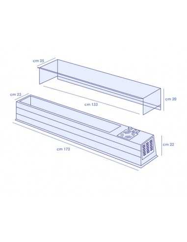 Ingredient display case - Cm 172 x 23 x 22 h