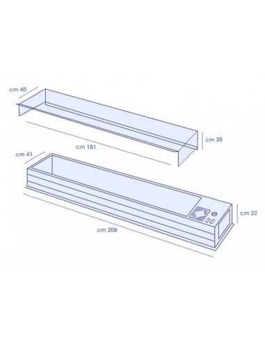 Vetrina porta ingredienti - Cm 210 x 41 x 22 h