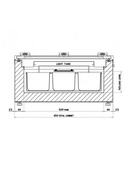 Ice cream display - Temperature -10°-22°C - Capacity of tanks 3 from Lt 5 - Ccm 65.4 x 79 x 34.5 h