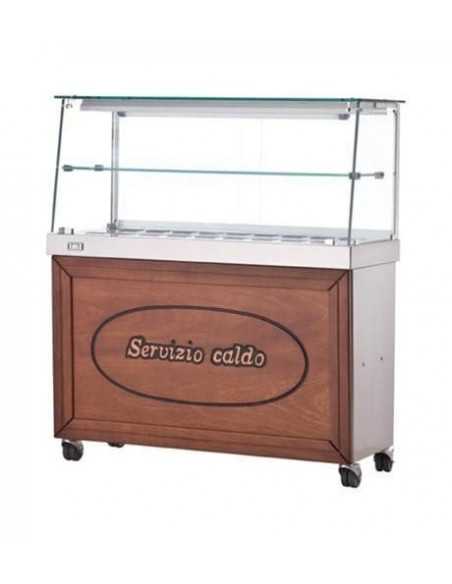 Vetrina calda con vetro dritto e vano chiuso - cm 100 x 70 x 135h