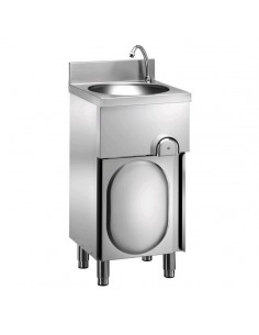 Lavamani- Stainless steel - Mobile with swing doors -...
