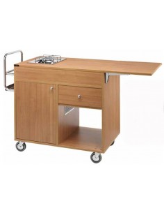 Flame trolley - Wood structure - 2 plates and 1 fire -...