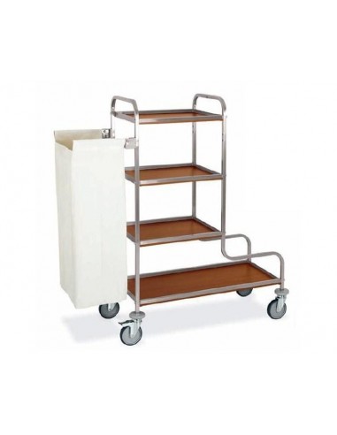 Laundry trolley - N. 4 shelves - N. 1 foldable bag holder - 101-140x52x137h cm