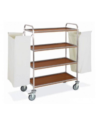 Laundry trolley - 4 shelves of 90 cm - N. 2 foldable bag holders - 101-140x52x137h cm