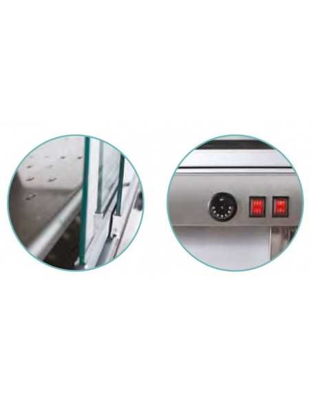 Termovetrina da banco - Vetri dritti - In acciaio inox - Temp. +30/+90 °C - cm 80 x 53 x 55h