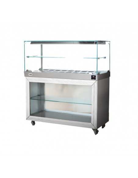 Vitrina cálida - Compartimento abierto - Vidrio recto - cm 100 x 70 x 135 h