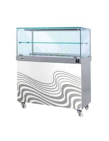 Hot display case - Curved glass - Closed compartment - cm 120 x 70 x 135h