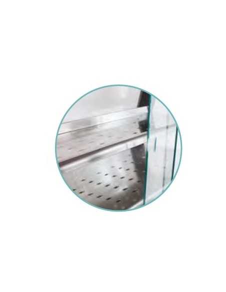Vetrina calda - In acciaio inox - Vetro curvo - Temp. max 90°C - cm 240 x 53 x 60h