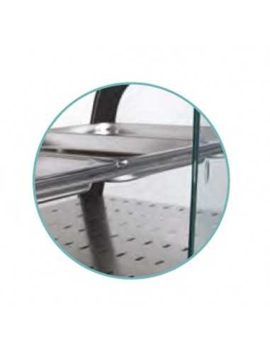 Vetrina calda - In acciaio inox -  Vetro curvo...