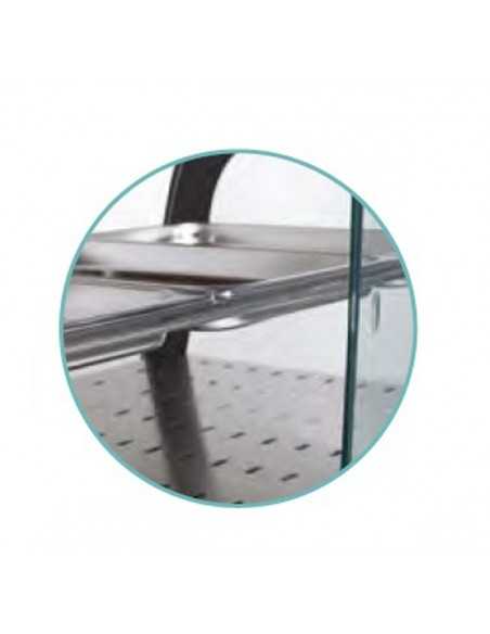 Escaparate caliente - Acero inoxidable - Vidrio curvado - Temperatura max 90°C - cm 200 x 70 x 60 h