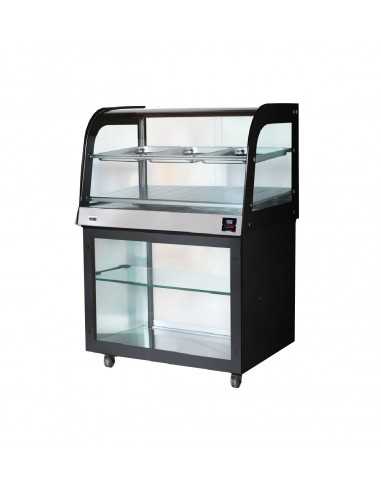 Heated display case - Open compartment - Curved glass - cm 100 x 70 x 140h