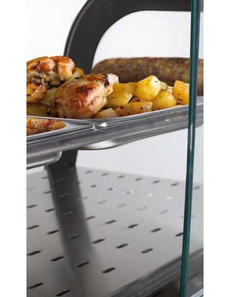Vetrina calda con vano a giorno - Vetri curvi - cm 100 x 70 x 140h
