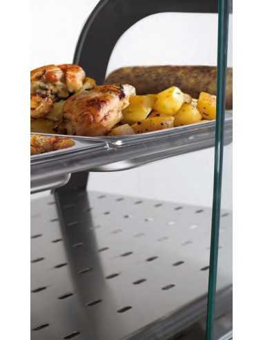 Vetrina calda con vano a giorno - Vetri curvi - cm 130 x 70 x 140h