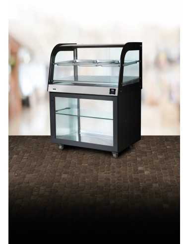 Vetrina calda con vano a giorno - Vetri curvi - cm 130 x 70 x 140h