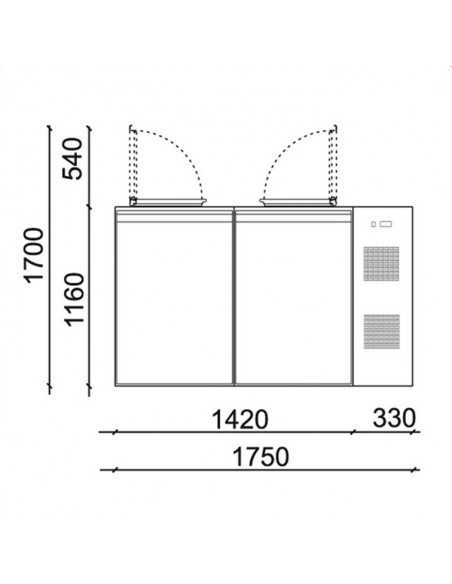 Box refrigerato per rifiuti - Temp. +2/+12 °C - N. 2 contenitori da litri 120/140 - cm 175 x 87.5 x 121 h