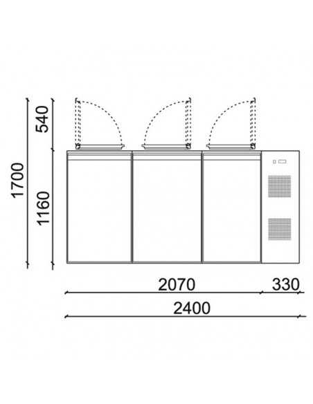 Refrigerated waste box - Temp. +2/+12 °C - No. 3 containers 120/140 - cm 240 x 87.5 x 121 h