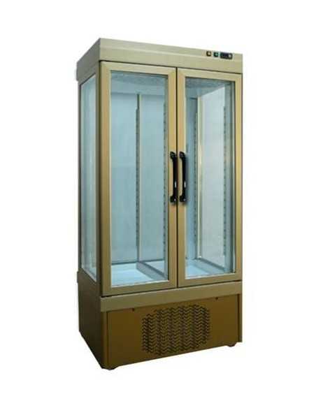 Vetrina espositiva per gelateria - Temp. +5/-25° C - 2 Porte a vetro - 3 Lati espositivi - No-Frost - cm 90 x 64 x 191h