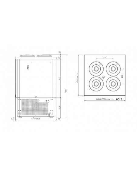 Conservatore - Capacità  4 carapine da litri 7.5 - Da incasso -  Cm 65,3 x 64,6 x 100 h