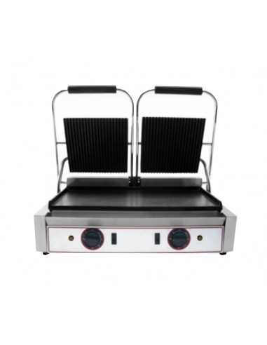 Cast iron plate with smooth surface and ribbed lid cm 48 x 24