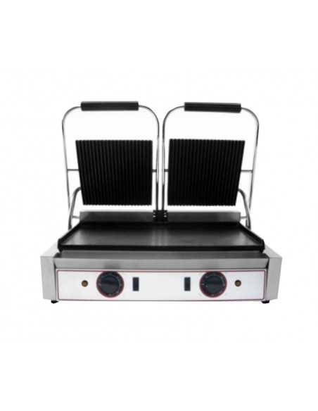 Piastra in ghisa con piano liscio e coperchio rigato cm 48 x 24