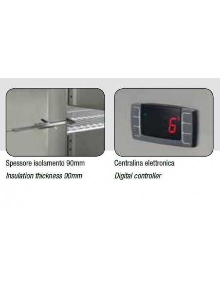 Armario refrigerado GN 2/1 - Capacidad 650lt - Temperatura 0 +8°C - cm 74 x 82,8 x 205 h