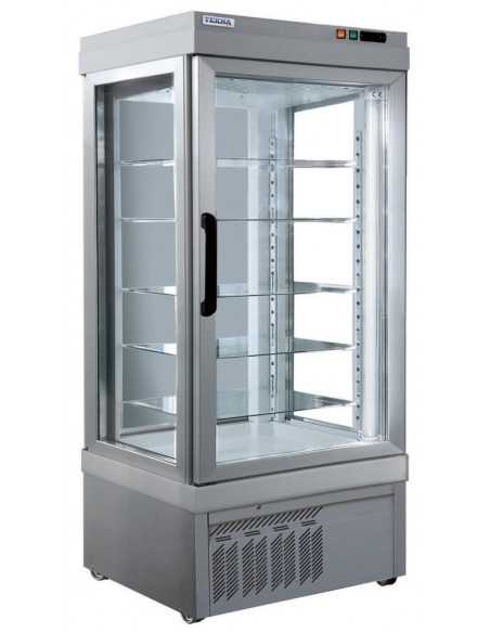 Vetrina espositiva per pasticceria - Ventilato Positivo - Temp. -5/+10°C - 3 lati espositivi - cm 76 x 76 x 191h