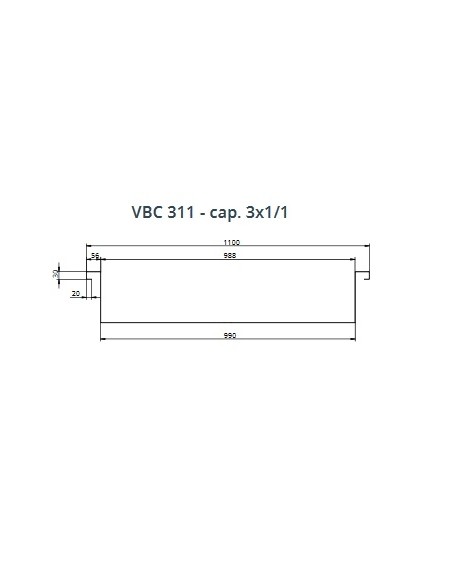 Recessed thermal bath - 3 basins - Acciaio inox AISI 304 - Temperature 30/90°C - cm 110 x 68 x 20 h