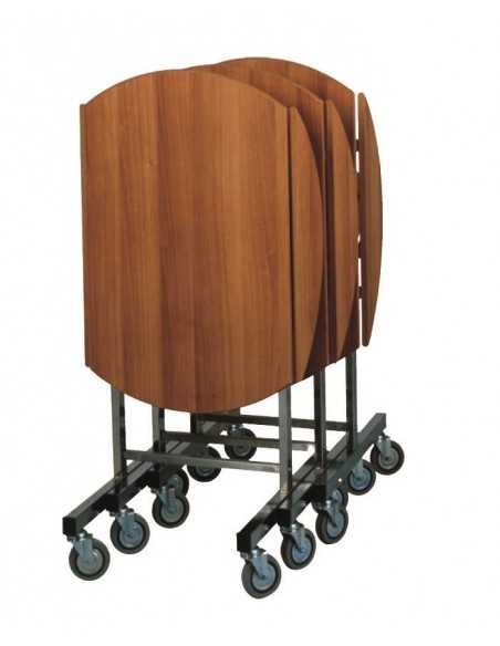 Round breakfast trolley - Stainless steel - Flat walnut or wengé - cm 80Ø x 80h