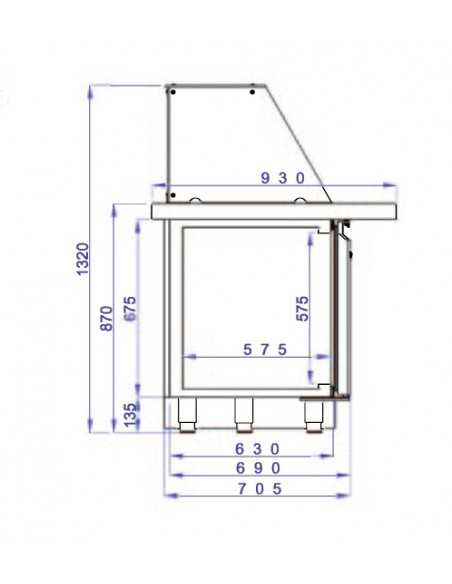 Preparation desk - Heated - Four doors - Temp. +30°C/+90°C - Monophase - cm 238 x 93 x 132 h