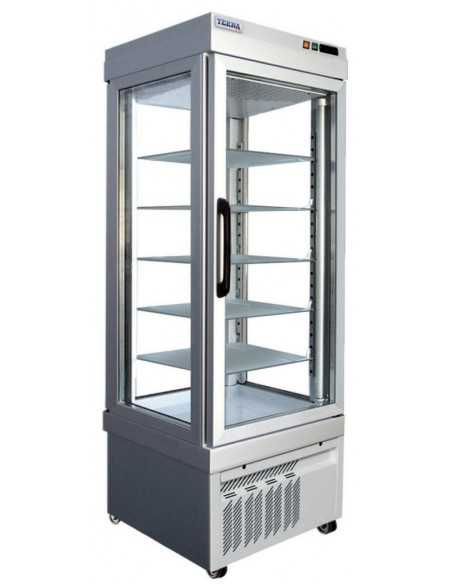Vetrina espositiva per gelateria - 4 lati vetrati - Temp. +2/+10°C - Refrigerazione statica - cm 76 x 76 x 186h