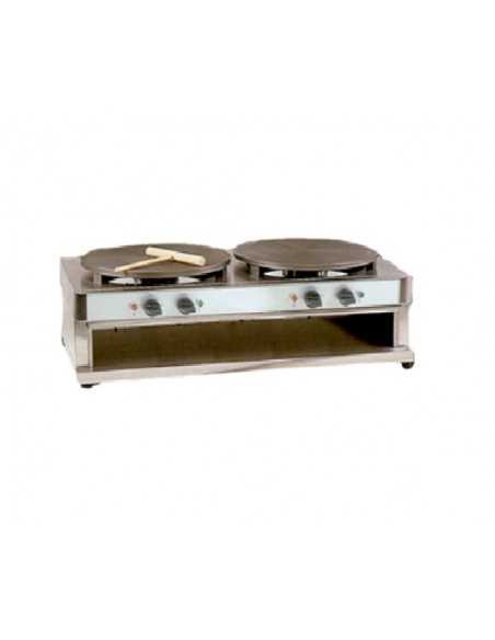 Crepera eléctrica - Doble con compartimento - Diámetro 35 cm - cm 71 x 37 x 25 h