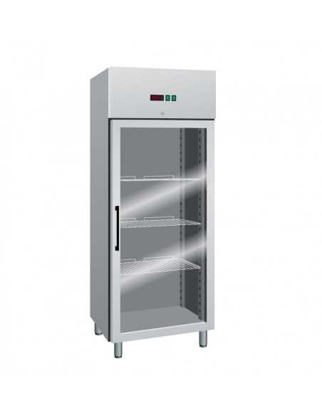 Armadio refrigerato ventilato GN 2/1 - Porta a vetro - Capacità  650 lt - Temperatura -2 +8 °C - cm 74x 83 x 201 h