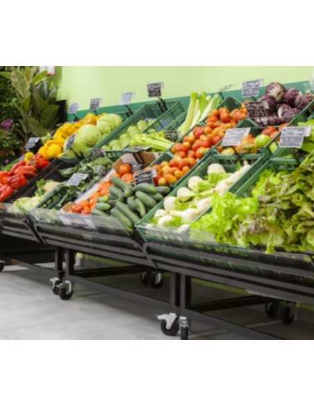 Espositore ortofrutta - Struttura in tubolare quadro - Con doghe - cm 120 x 107 x 132 h
