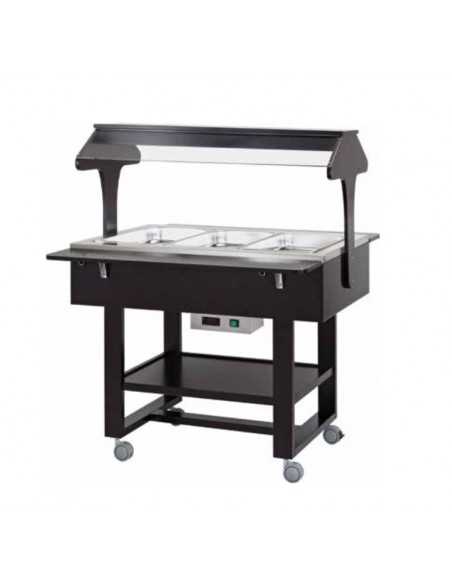 Carro baño maría térmico - Con cúpula - Temperatura +30/+90°C - En contrachapado - Energía 2000W - cm 112 x 112 x 141h
