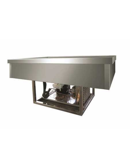 Cubeta refrigerada empotrada - Acciaio inox AISI 304 - 3 Bandejas - Temperatura -5/+5°C - Energía 340 W - cm 110 x 68 x 54,5 h