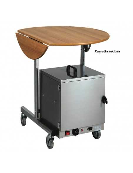 Round breakfast trolley - Stainless steel - Flat walnut or wengé - cm 80Ø x 80h
