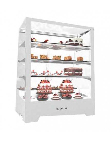 Vetrina pasticceria - Colore bianco  - Temperatura  +4°C/ +8°C -Ventilata - Luci led - Cm 71 x 53.5 x 90 h
