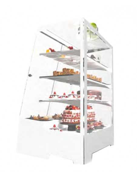 Vetrina pasticceria - Colore bianco  - Temperatura  +4°C/ +8°C -Ventilata - Luci led - Cm 71 x 53.5 x 90 h