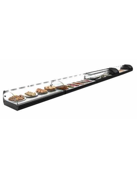 Espositore bagnomaria - Temperatura +30°/+80°C - Contenitori n° 4 x GN 1/3 x H40 - Cm 84 x 39.5 x 24.5 h