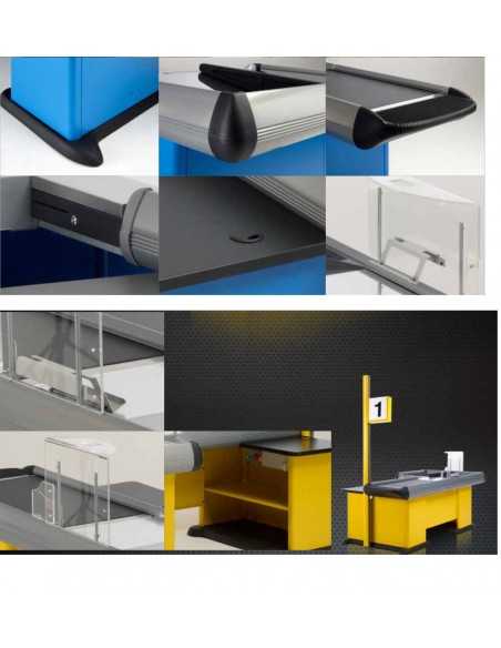 Straight cash desk - Single bowl - Conveyor belt - cm 336.8 x 115 x 88.5 h