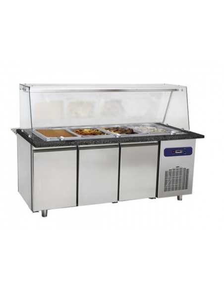 Preparation desk - Heated - Three doors - Temp.+30°C/+90°C - Monophase - cm 192 x 93 x 132 h