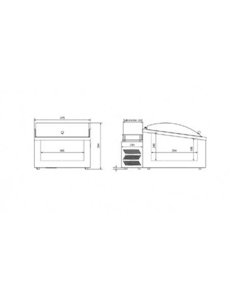 Exhibitor - Vaschette n. 2 da Lt 5 o n. 4 da Lt 2.5 - Temperature -10°/-22°C - 10 litre tank - cm 47.5 x 71.6 x 39.4 h