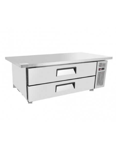 Refrigerated table - Temp. -2°/+8°C - Ventilated - Capacity lt 235 - 2 drawers - Long shelf - cm 153.6 x 81.5 x 53 h