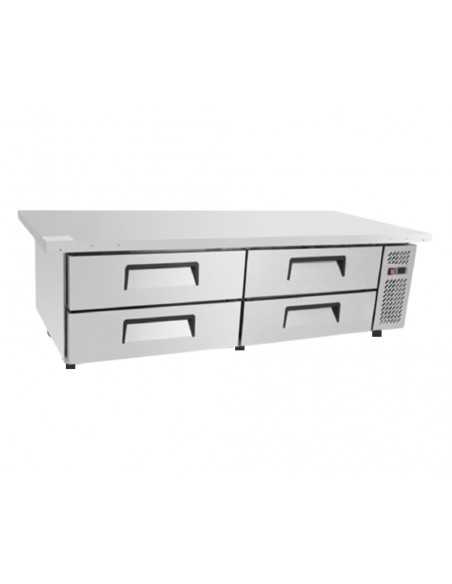 Refrigerated table - Temperature -2°/+8°C - Ventilated - Capacity lt 340 - 4 drawers - Long shelf - cm 193 x 81.5 x 53 h